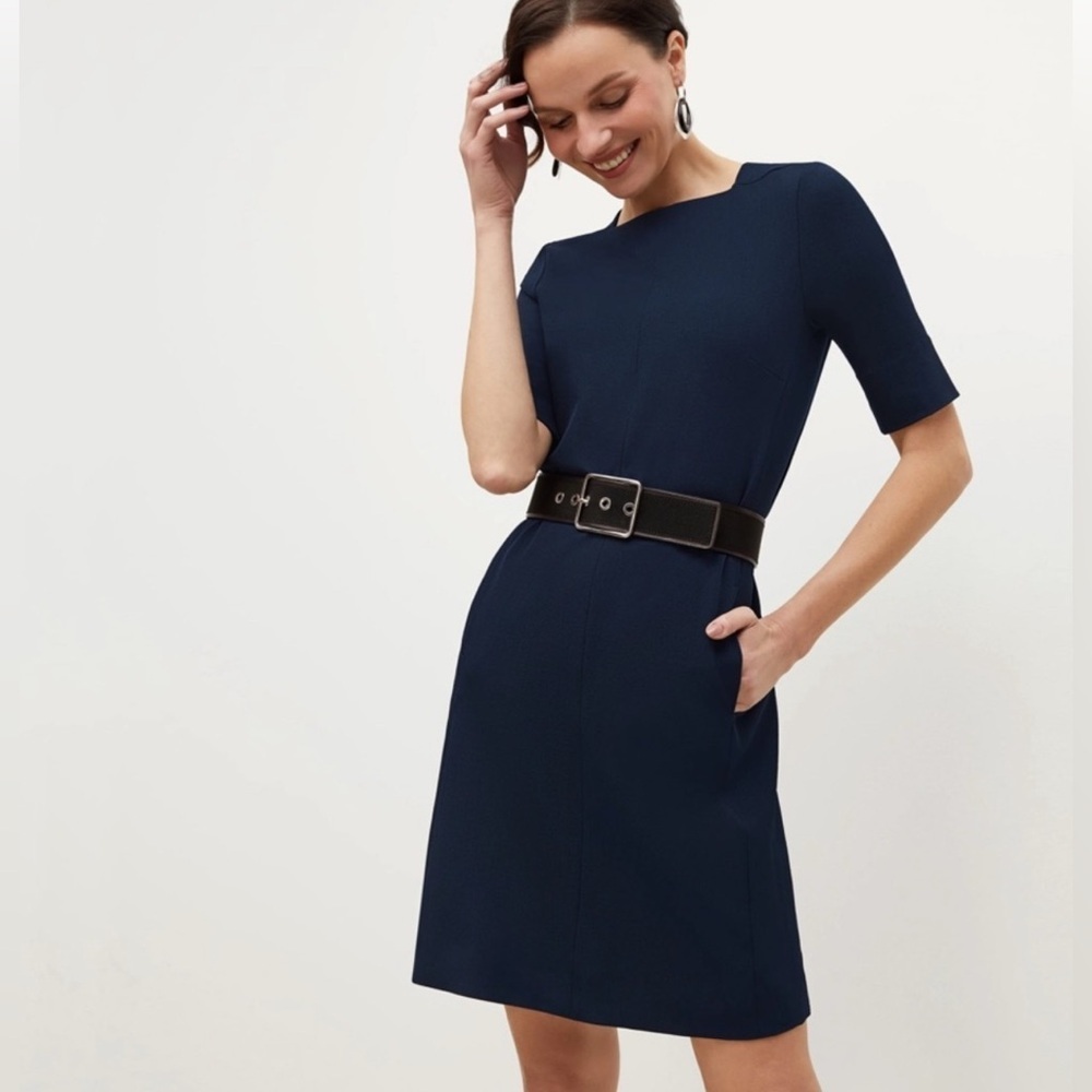 M.M. Lafleur The Emily Dress - WonderTex in Galaxy Navy Blue 6